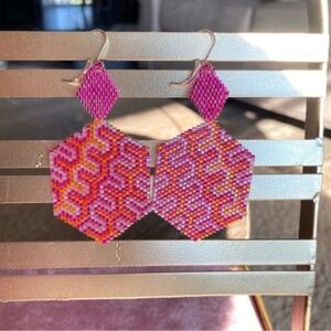 HANDMADE miyuki 11/0 delicas brick stitch beaded bohemian retro earrings AA25